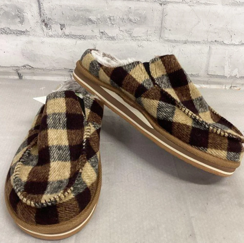 Men’s Anti Slip Cozy Fleece Memory Foam House Slippers - Plaid